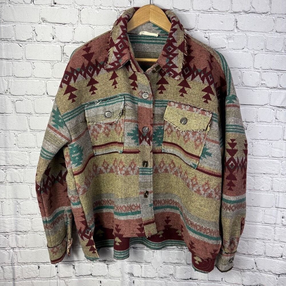 Southwestern Aztec Jacket Shacket Western Size M